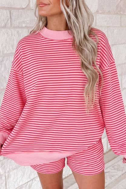 MockNeck Pullover Matching Shorts Set