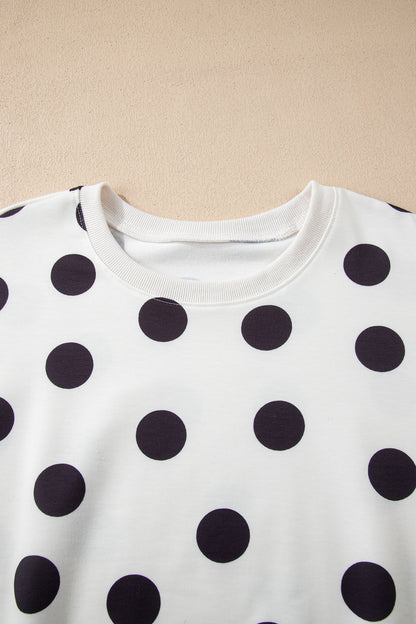 Pink Polka Dot Print Pullover and Shorts Set