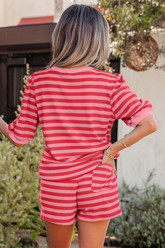 Puff Short Sleeve T Shirt Matching Shorts Set
