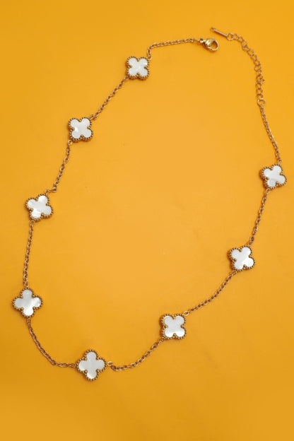 18K Stainless Steel Clover Station Necklace