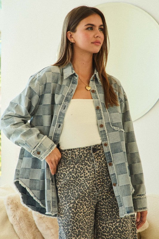 Frayed Edge Denim Check