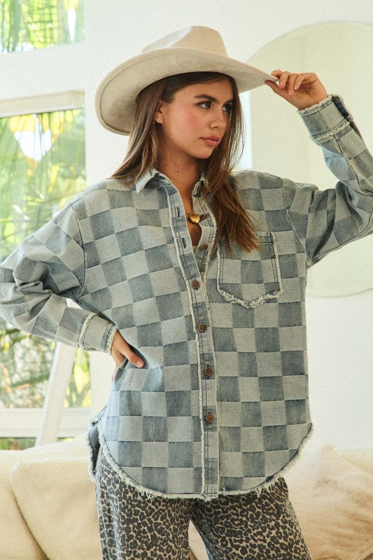 Frayed Edge Denim Check