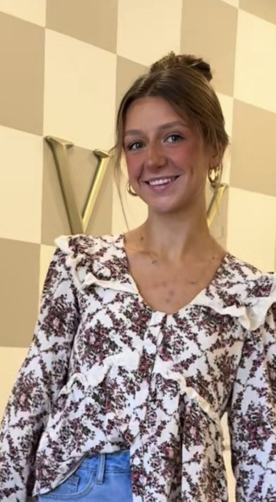 Bloom & Ruffle Eyelet Floral Peplum Blouse