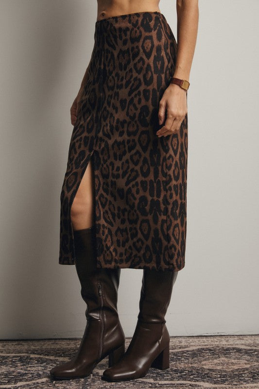 Run Wild Leopard Midi Skirt