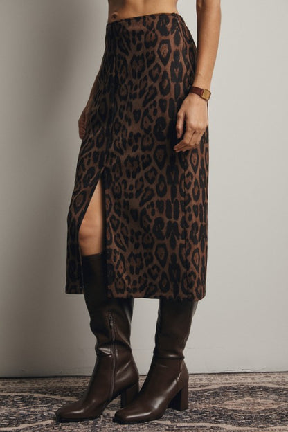 Run Wild Leopard Midi Skirt