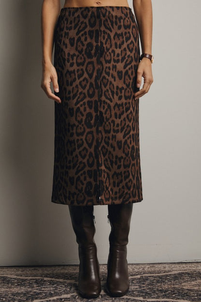 Run Wild Leopard Midi Skirt