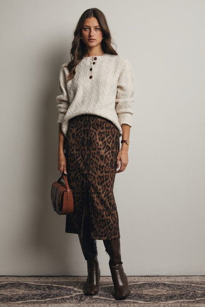 Run Wild Leopard Midi Skirt