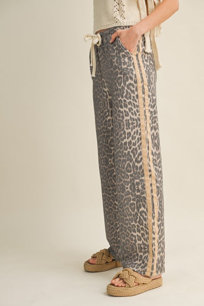 Wild Luxe Leopard Side-Stripe Pants