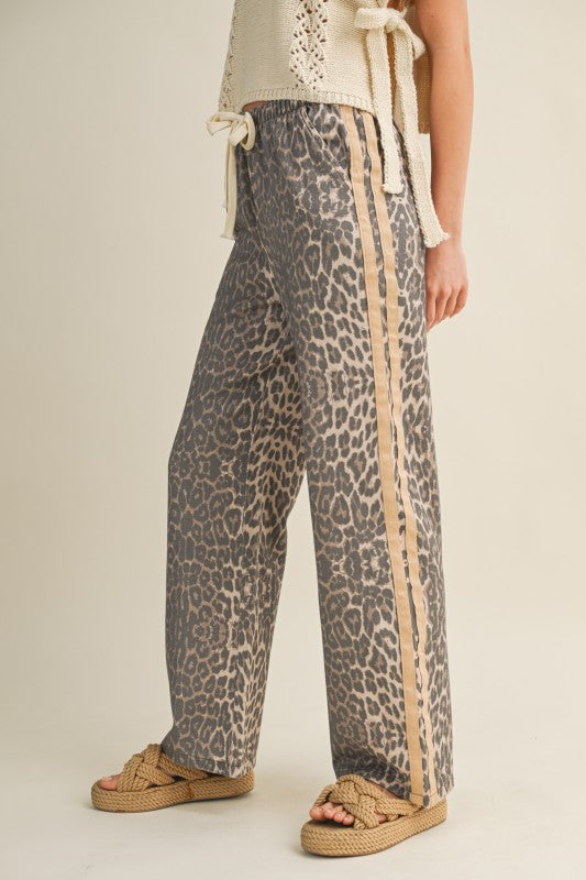 Wild Luxe Leopard Side-Stripe Pants