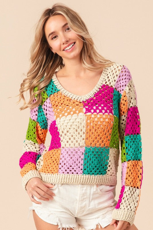 Color Pop Checker Top