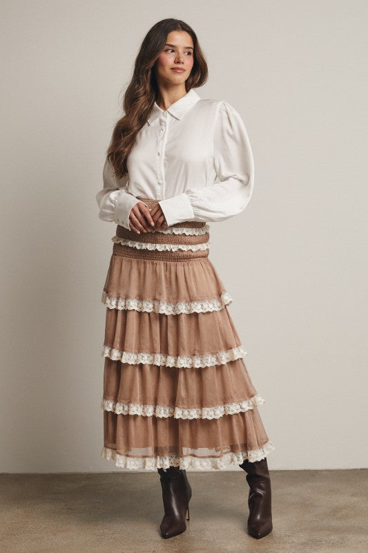 Boho Romance Smocked Lace Trim Two-Way Midi Dress & Skirt