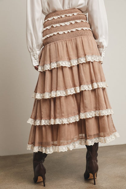 Boho Romance Smocked Lace Trim Two-Way Midi Dress & Skirt