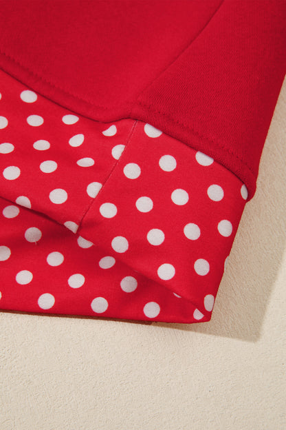 Polka Dot Patchwork Round Neck Plus Size Sweatshirt