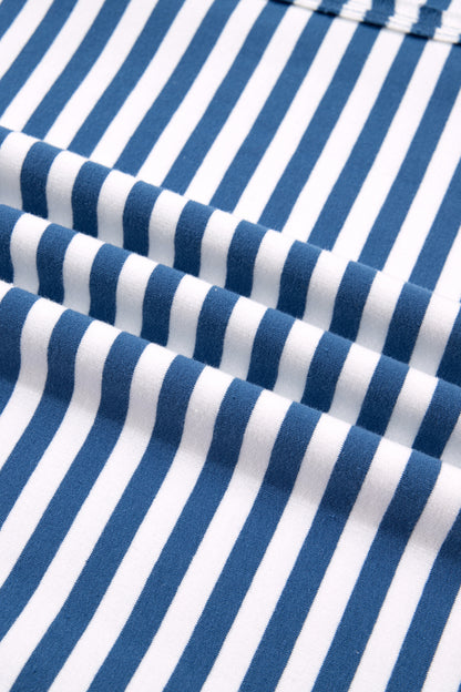Blue Stripe Loose Pullover Sweatshirt