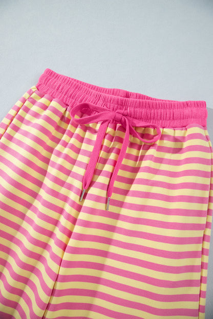 Loose Tee Drawstring Elastic Waist 2pcs Pant Set