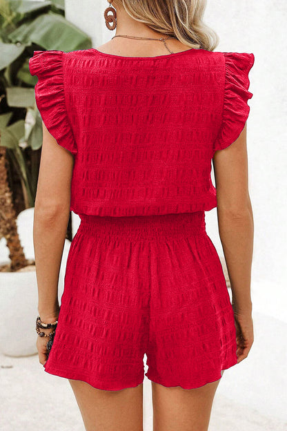Shirred High Waist Shorts Set