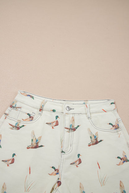 Wild Duck High Waist Frayed Denim Shorts