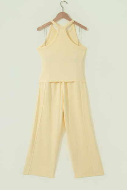 Slim Ribbed Tank Top and Sweatpants Set