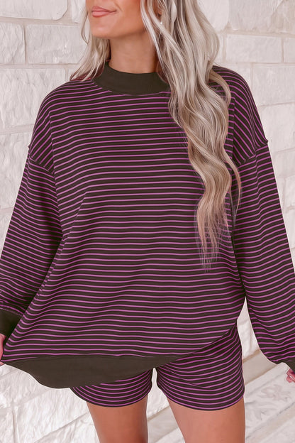MockNeck Pullover Matching Shorts Set