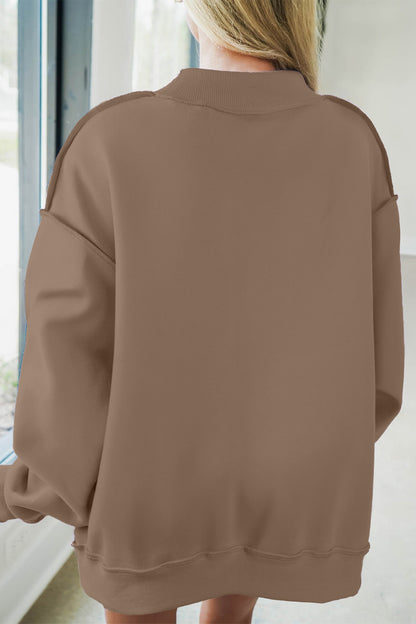 JESUS Exposed Seam Mock Neck Baggy Sweatshirt