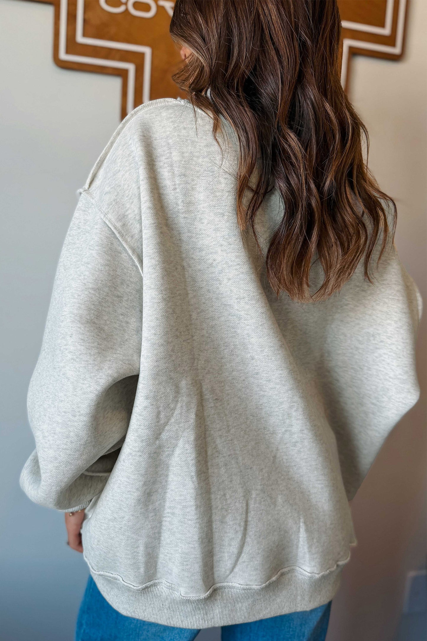 Reversible Christian Faith Print Mock Neck Sweatshirt
