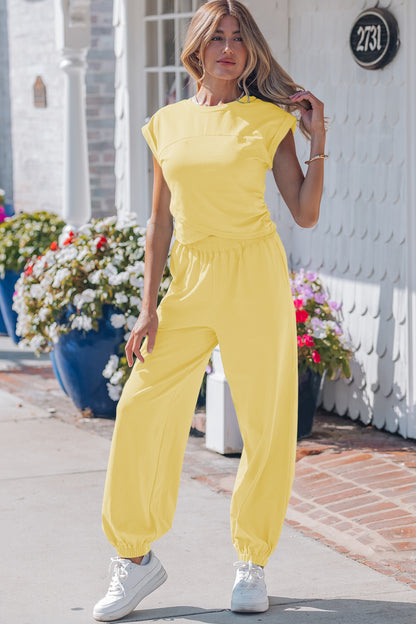 Cropped Tank Top and Jogger Pants Set