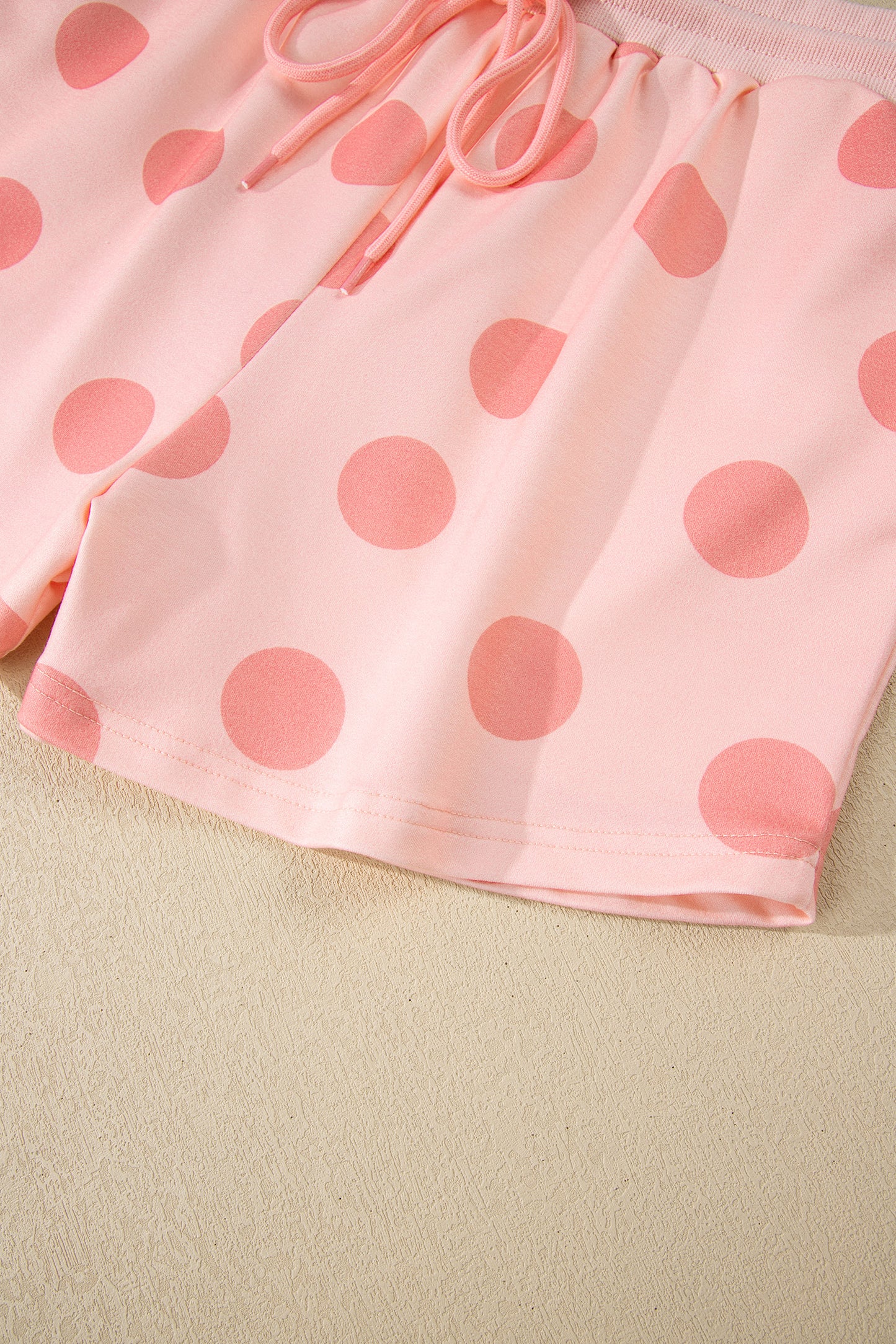 Pink Polka Dot Print Pullover and Shorts Set