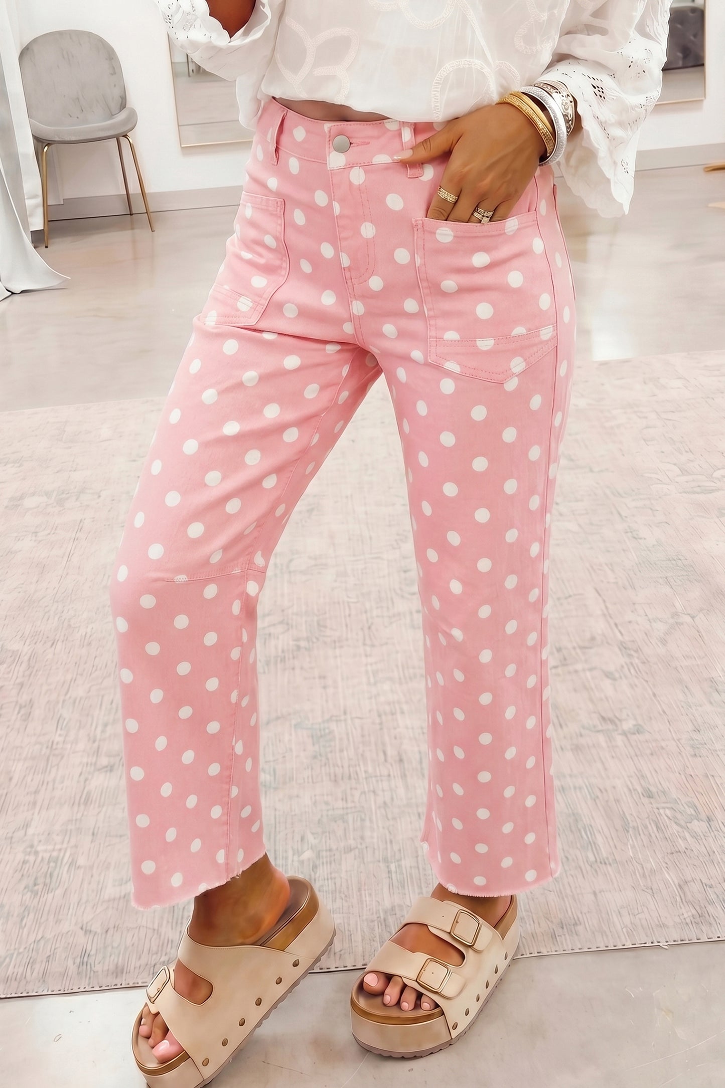 Polka Dot Casual Slim Fit Jeans