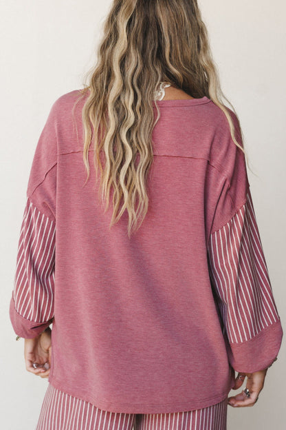 Raw Seam Patchwork Long Sleeve Top Pocket Casual Pants 2pcs Set