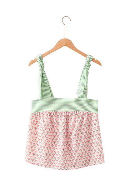 Pink Knot Straps Babydoll Tank Top