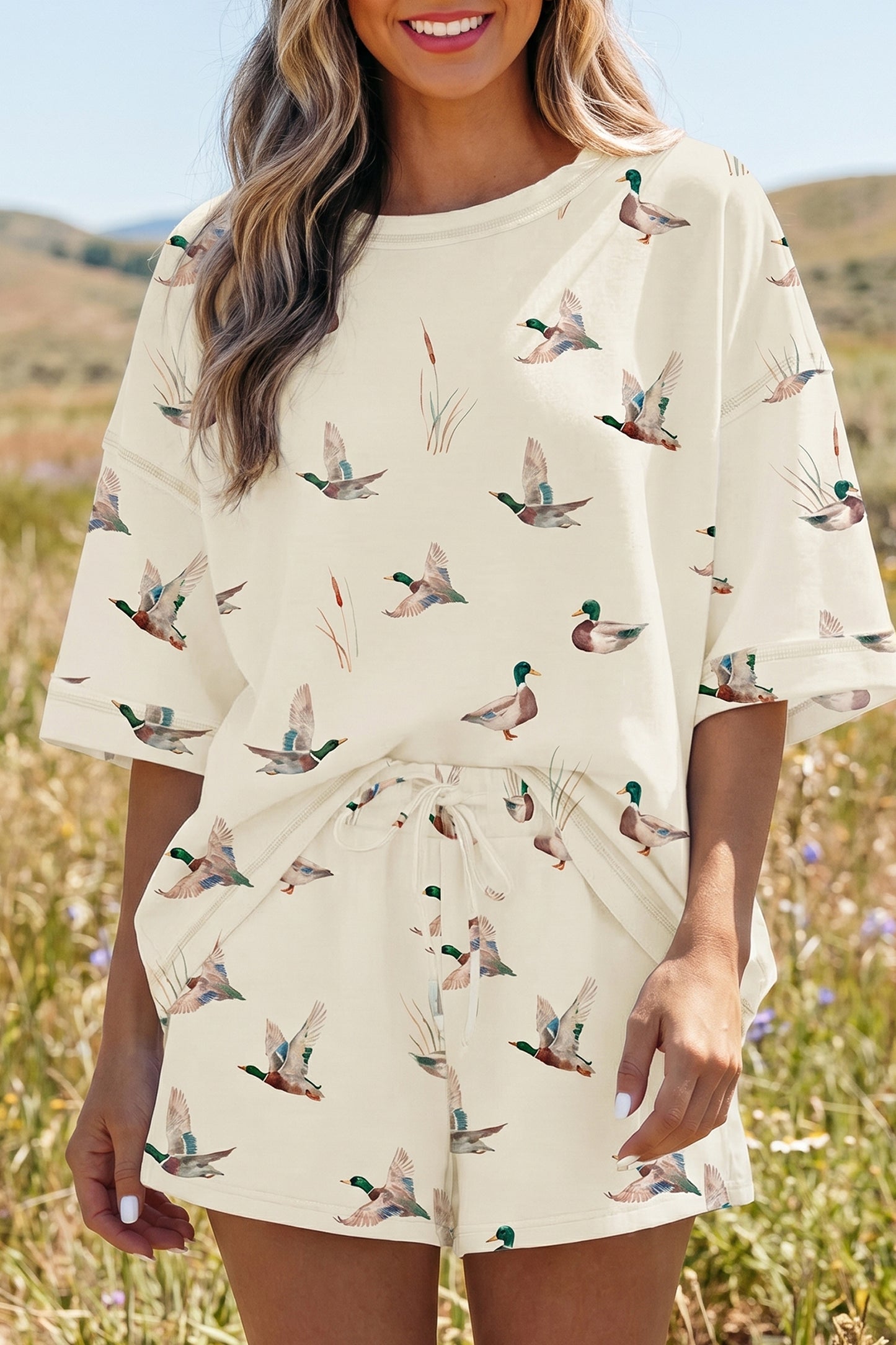 Duck Print Oversized Short Set