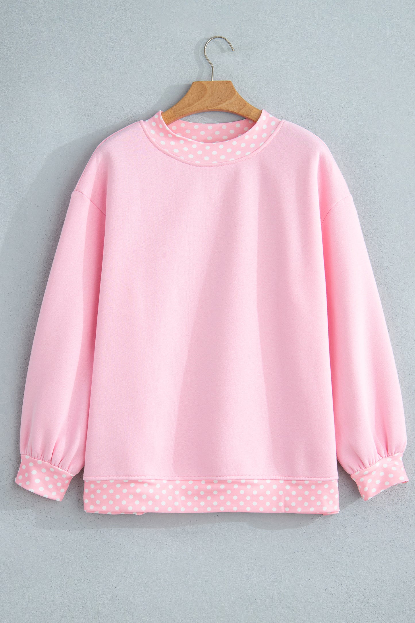 Colorblock Polka Dot Contrast Trim Oversized Sweatshirt