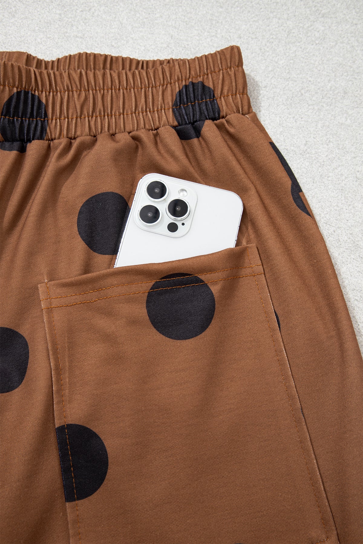 Polka Dot Wide Leg Elastic Waist Casual Pants