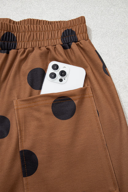 Polka Dot Wide Leg Elastic Waist Casual Pants