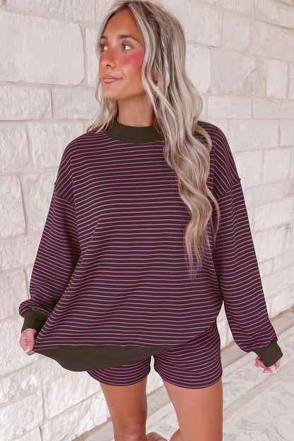 MockNeck Pullover Matching Shorts Set