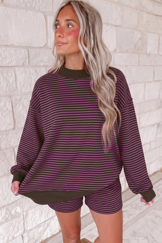 MockNeck Pullover Matching Shorts Set