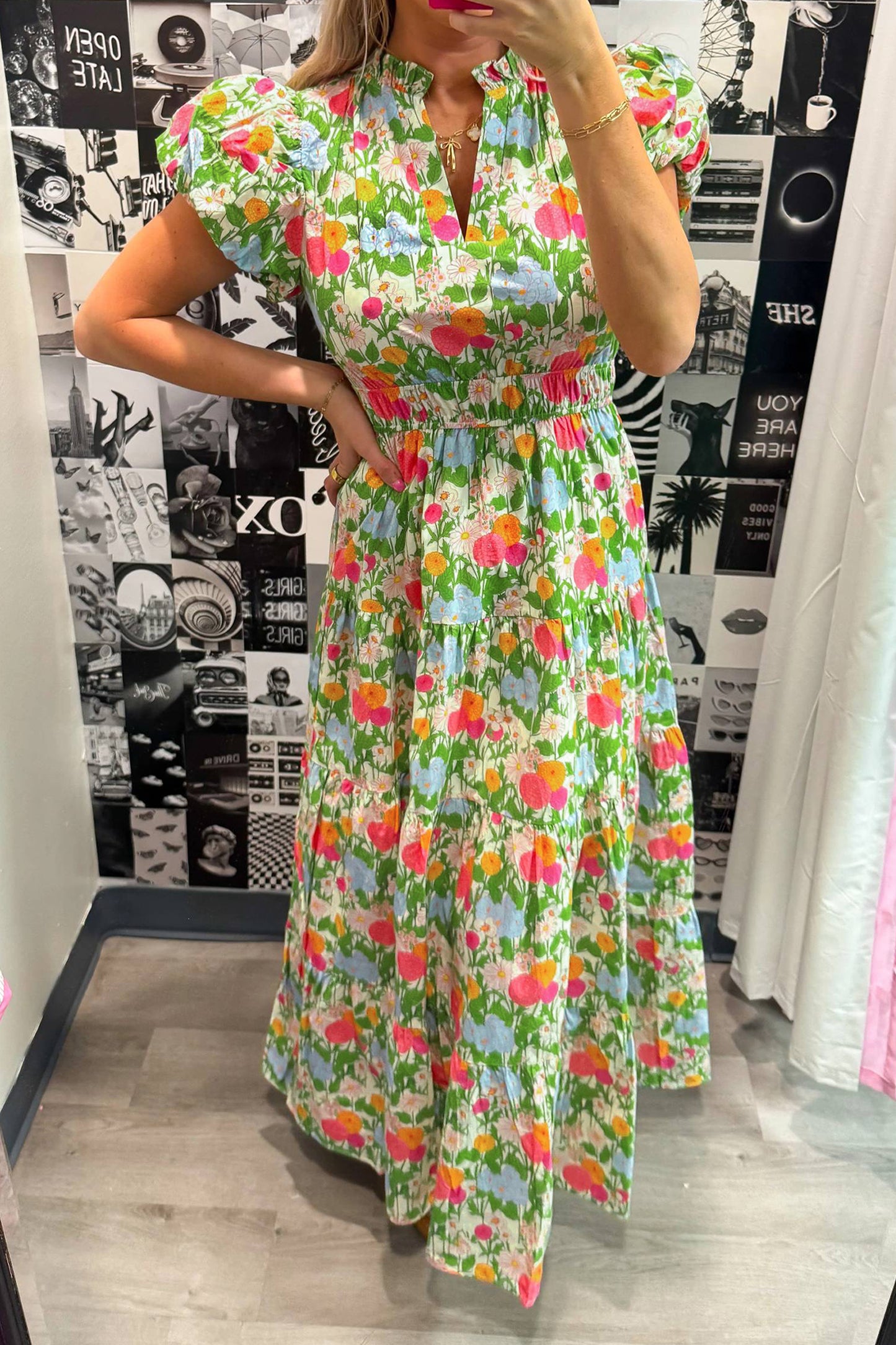 Puff Sleeve Cotton Maxi Dress