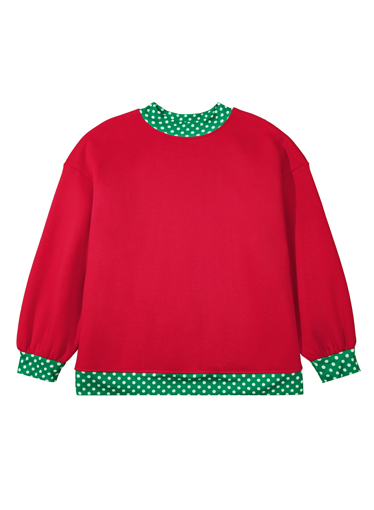 Polka Dot Patchwork Round Neck Plus Size Sweatshirt
