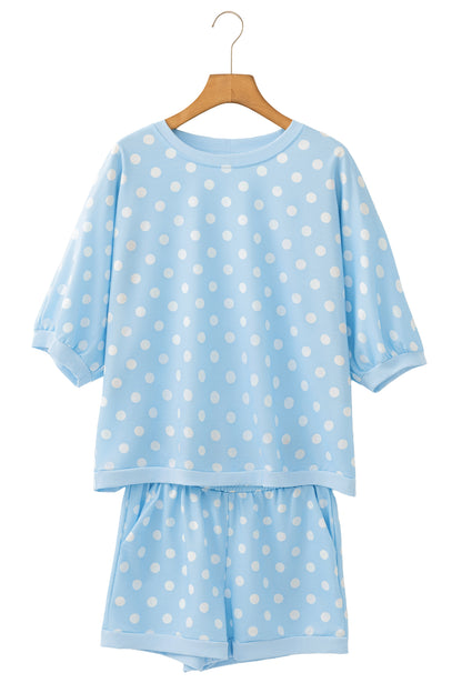 Polka Dot Oversized Top Drawstring Short Set