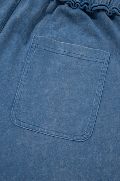Ashleigh Blue Mineral Wash Seam Detail Flare Leg Drawstring Pants