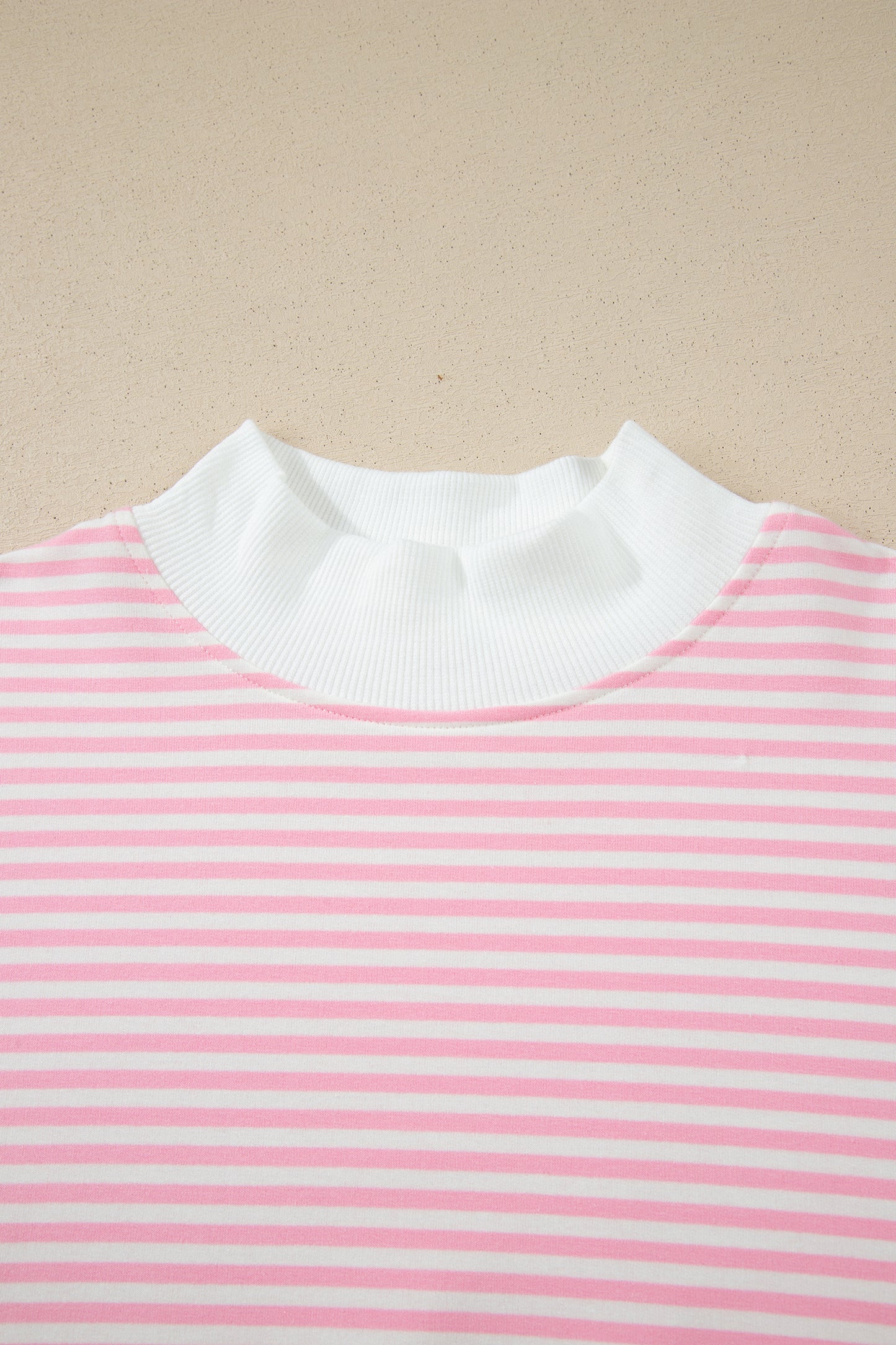 Sky Blue Stripe Oversize Mock Neck Sweatshirt and Shorts Set