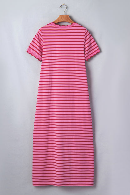 Rose Striped T-Shirt Dress