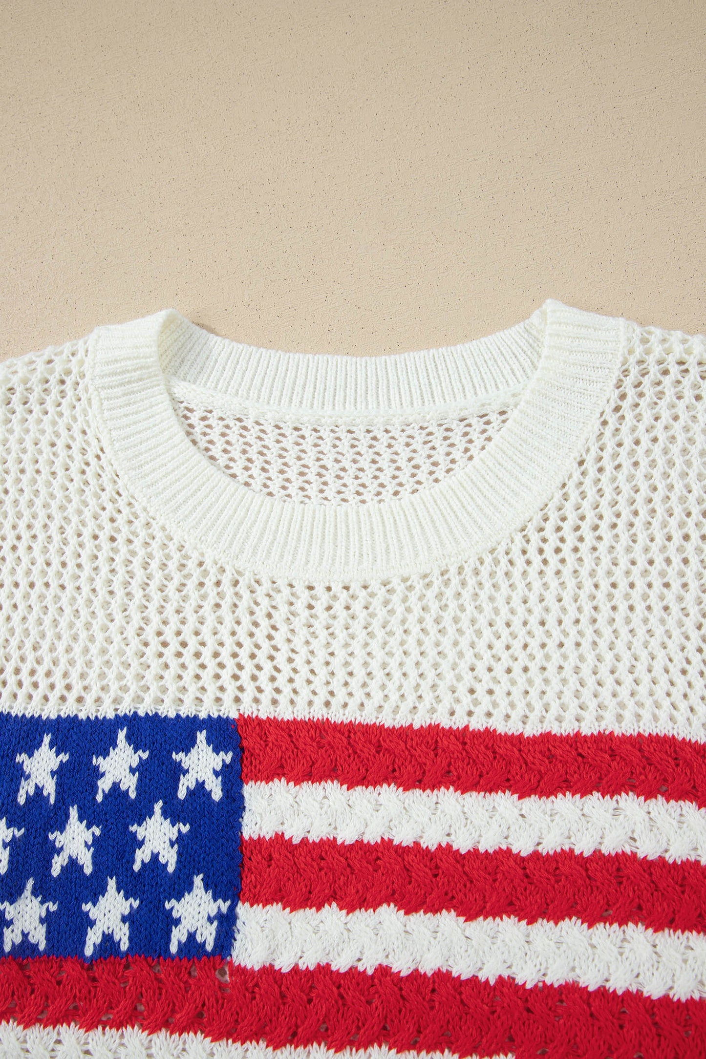 Sky Blue Flag Graphic Short Sleeve Sweater Top