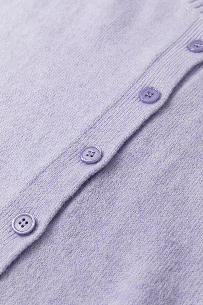 Beau Blue 3/4 Sleeve Boxy Knit Button Down Sweater Cardigan
