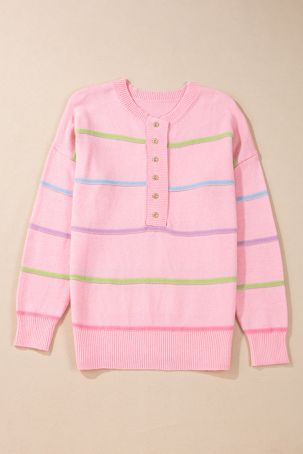 Pink Rainbow Stripes Sweater