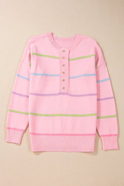 Pink Rainbow Stripes Sweater