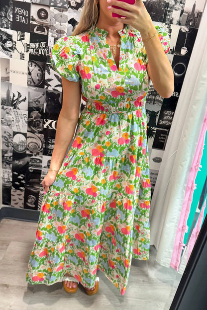Puff Sleeve Cotton Maxi Dress
