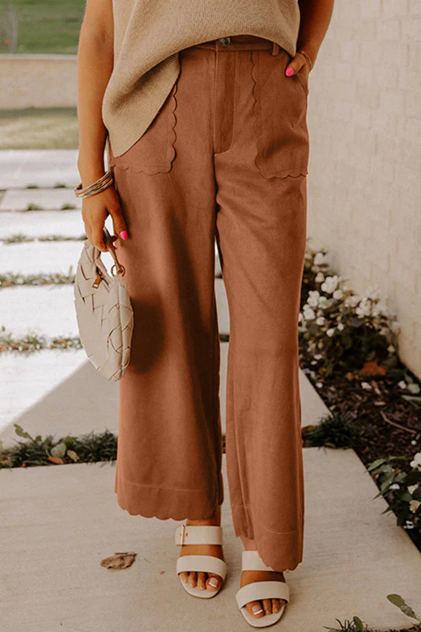Thai Curry Scalloped Edge Pocket Full-Length Pant
