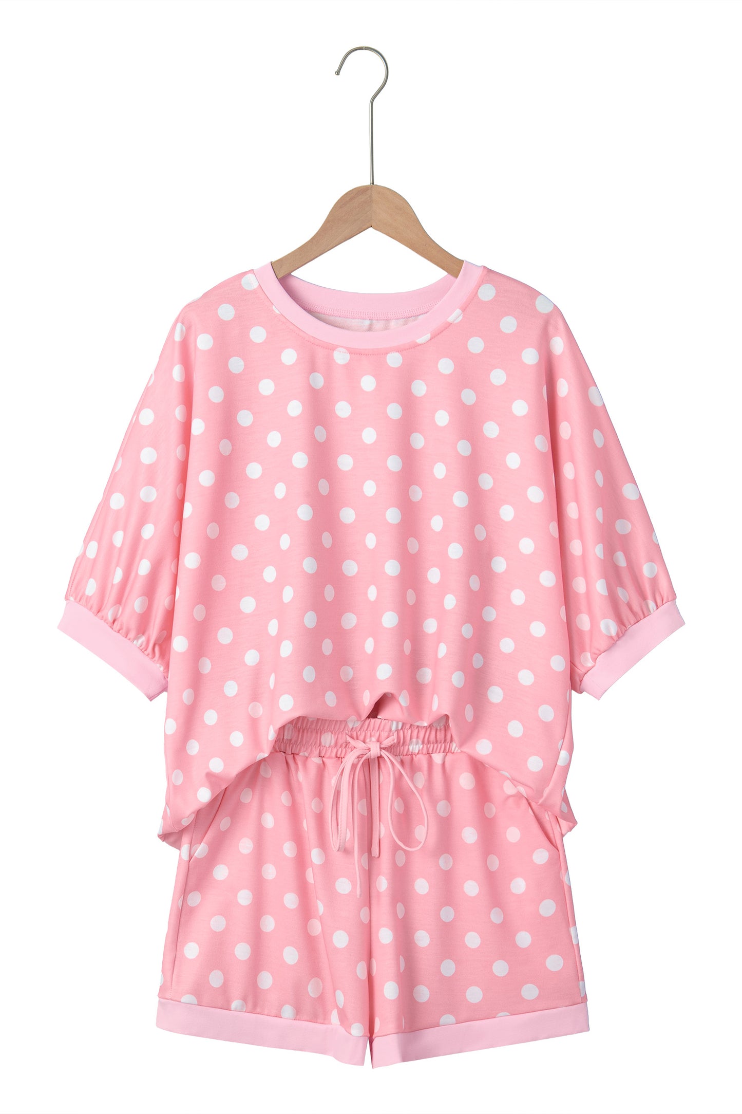 Polka Dot Oversized Top Drawstring Short Set