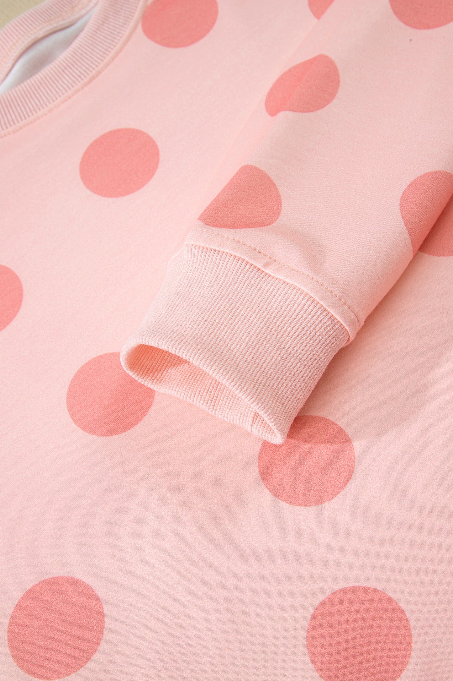 Pink Polka Dot Print Pullover and Shorts Set